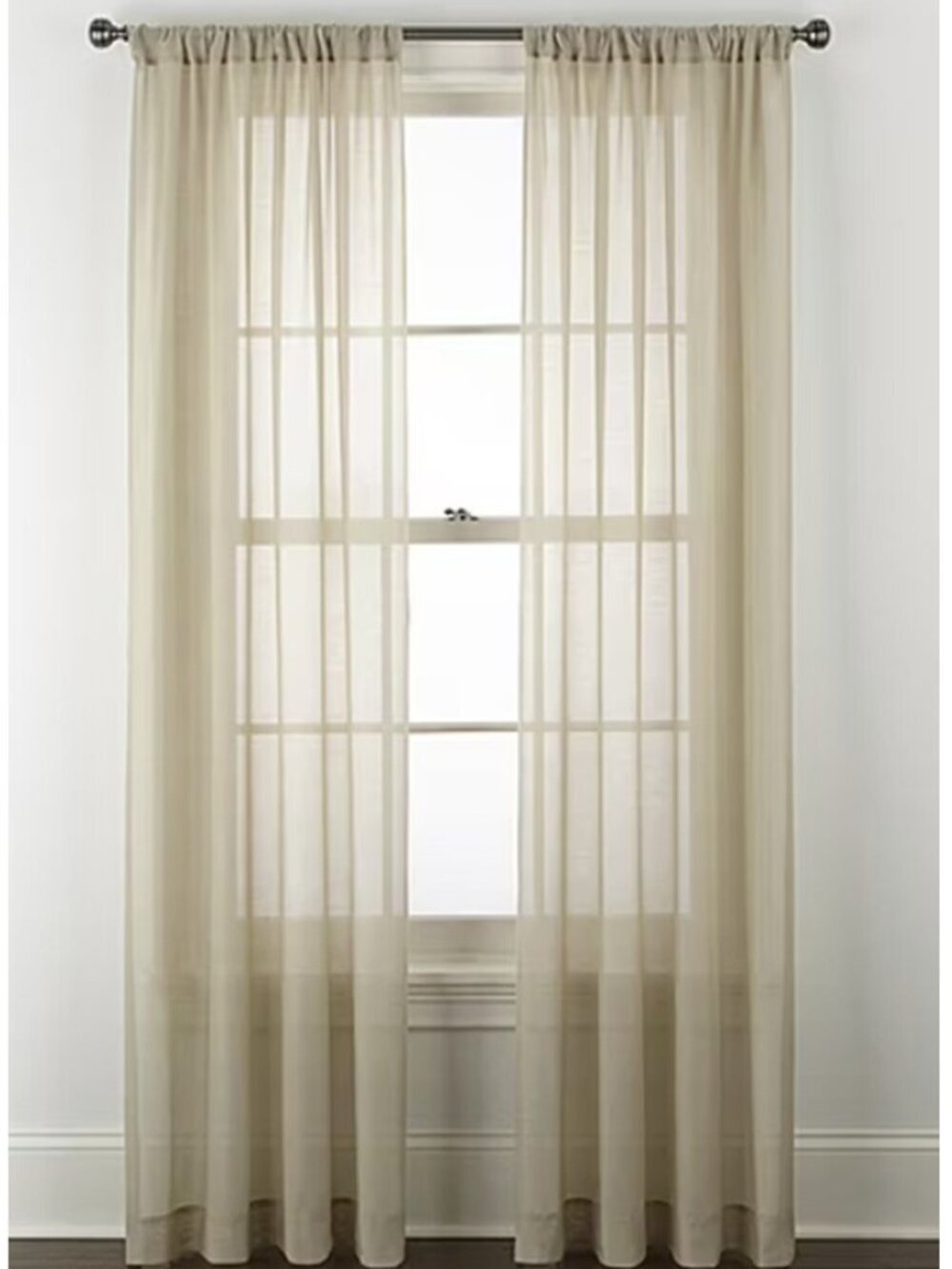 Home Expressions Remy Solid Rod Pocket Sheer Single Curtain Panel New 40"X84"